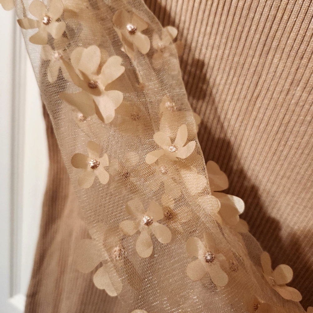 Fashion Nova Tan Ribbed Midi Dress | Sz M - Picture 3 of 7